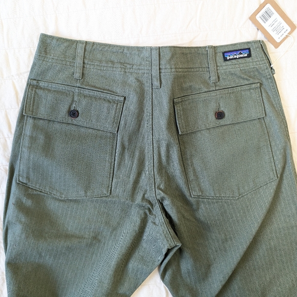 NWT Green Patagonia Organic Cotton Herringbone Utility Pants, Hiking Trousers - Picture 4 of 16